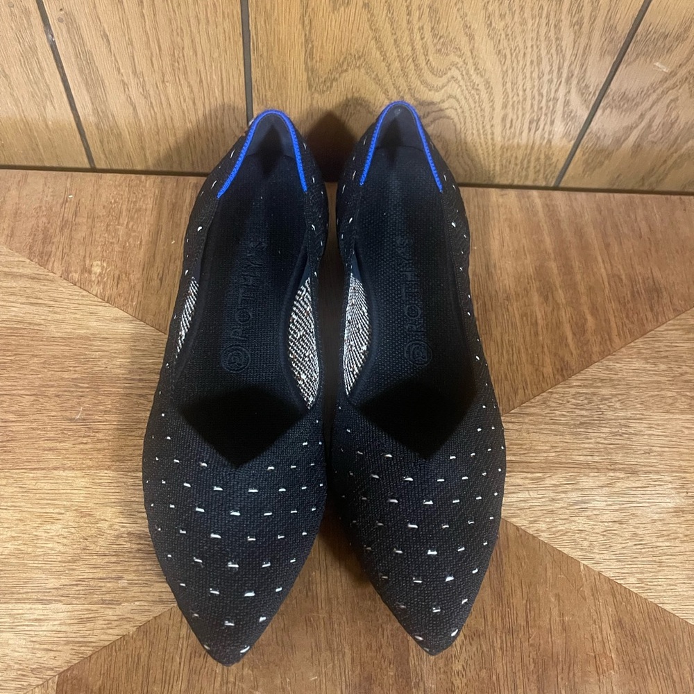 Rothy's Ivory Polka Point Black - Picture 6 of 15